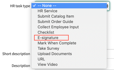 After migrating to new HR task type for e-signature