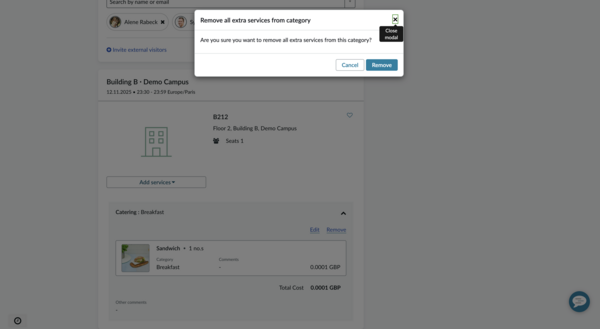 Add or remove workplace services from a reservation.