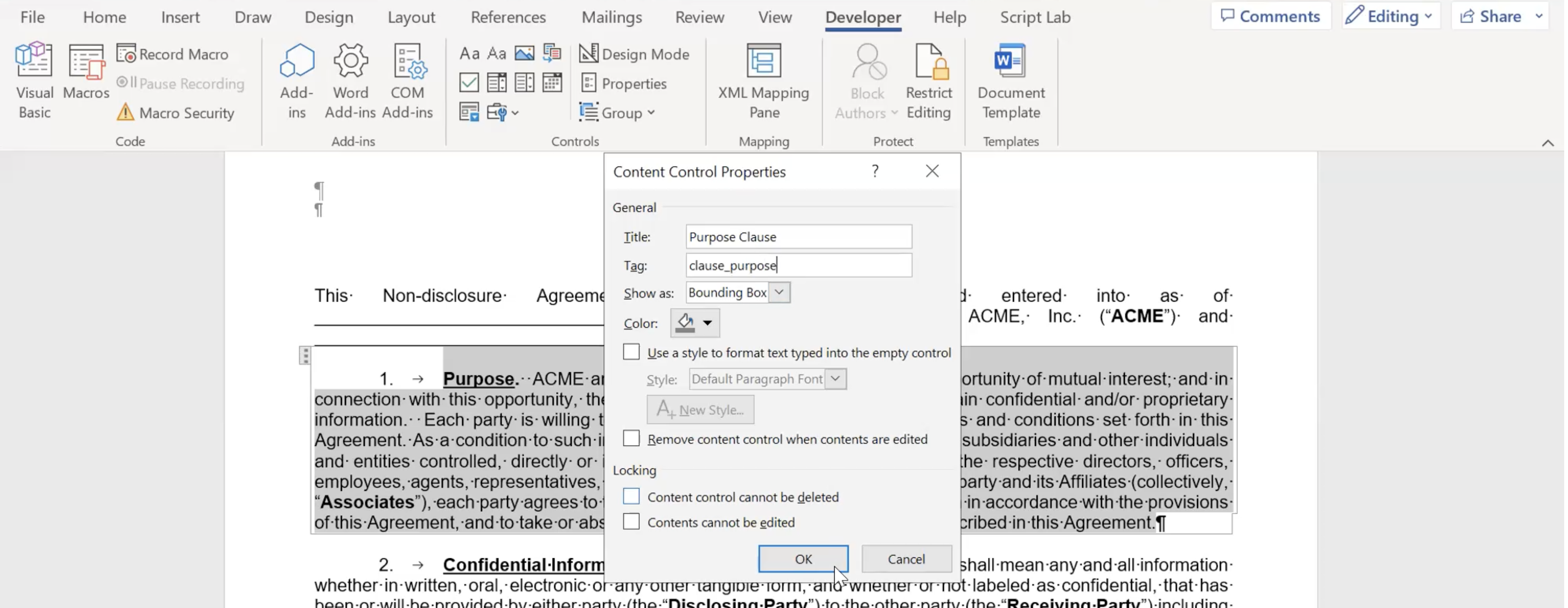 Content control example