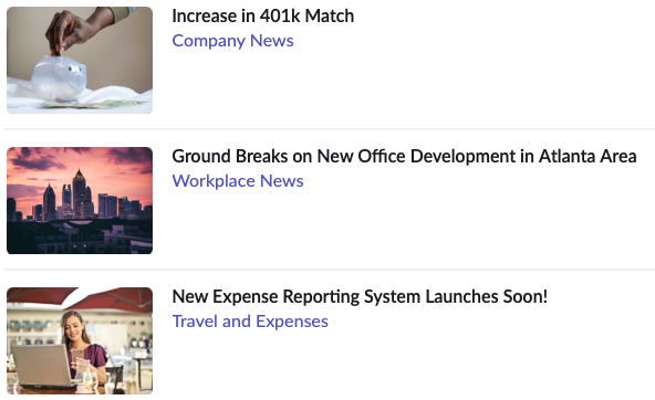 News feed widget list view