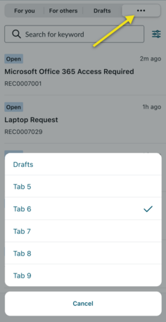 Additional tabs display on mobile.