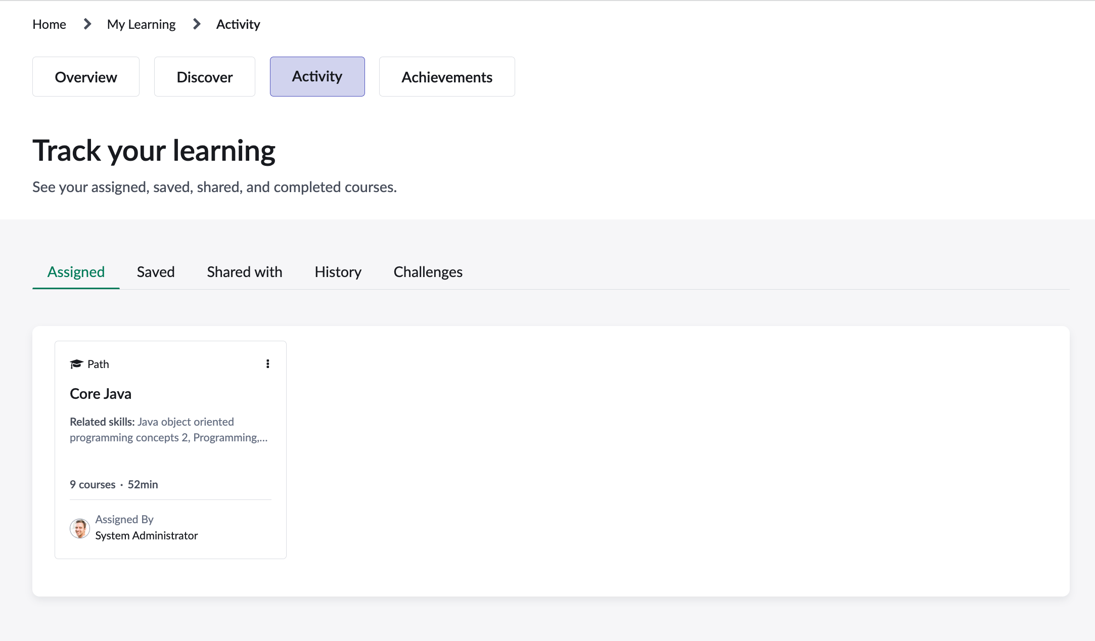 Shows your current course.