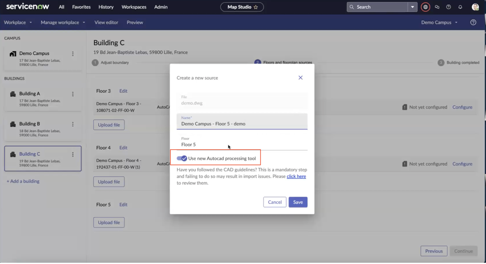 Option to enable the new CAD configuration option.