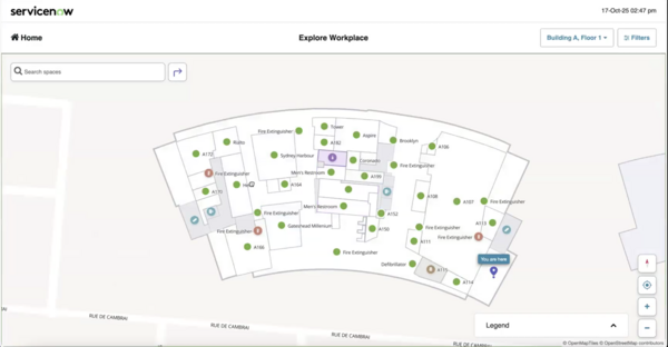 Search for a space to make a reservation on the kiosk map.
