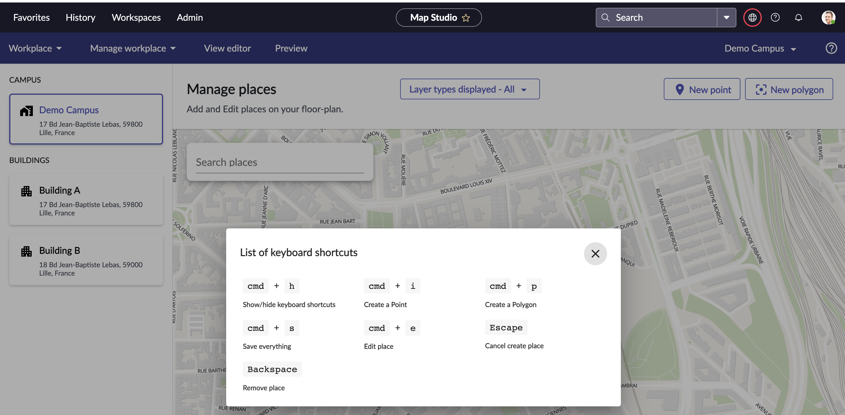 List of keyboard shortcuts