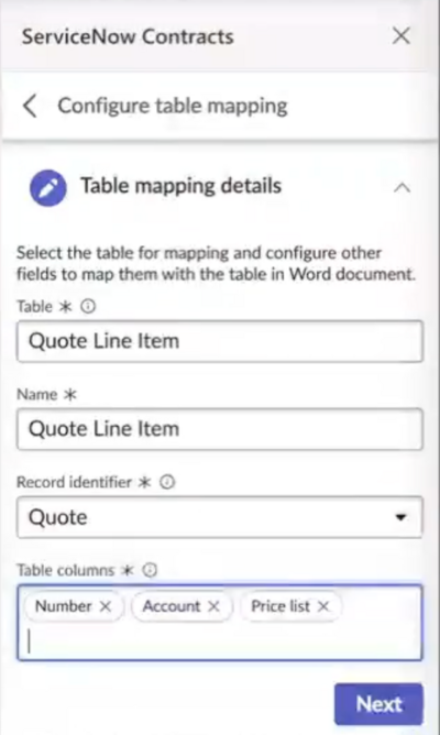 Dynamic table mapping
