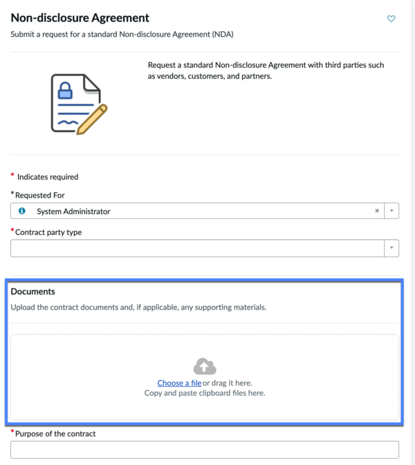 Suporting document widget added to the record producer
