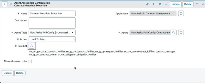 Role list field used to add new roles.