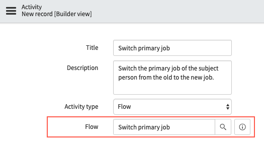 A lifecycle event activity with a flow to switch the primary job.
