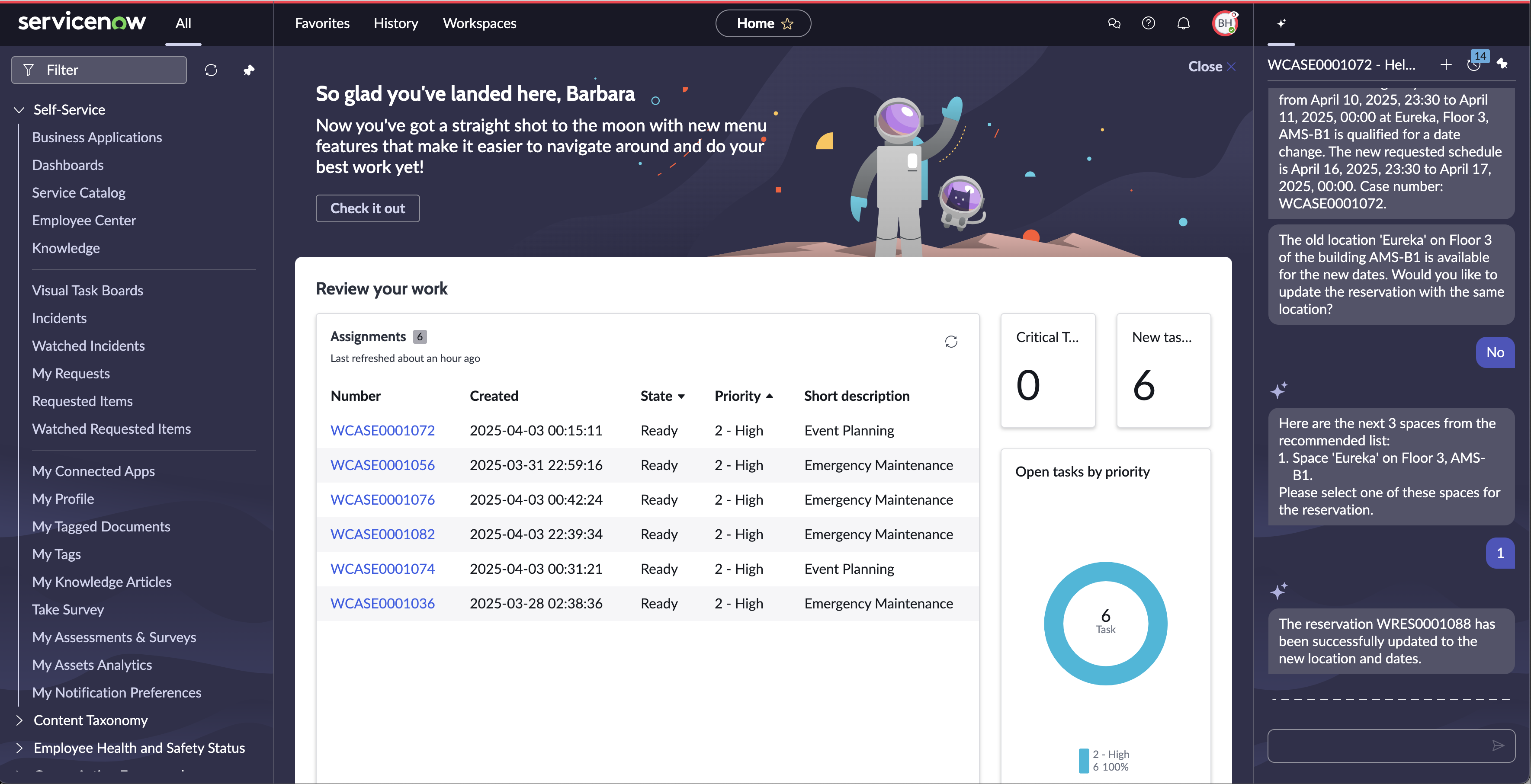 AI agents showing three available locations to move an existing reservation to a new date, time, and duration.
