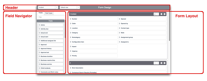Teile des Formulardesigns