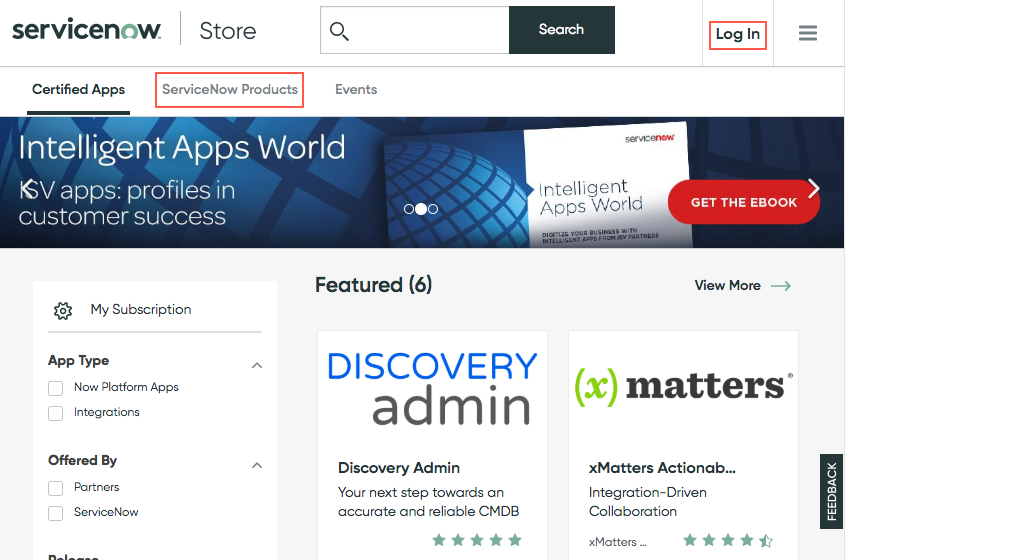 Écran d’applications certifiées ServiceNow Store