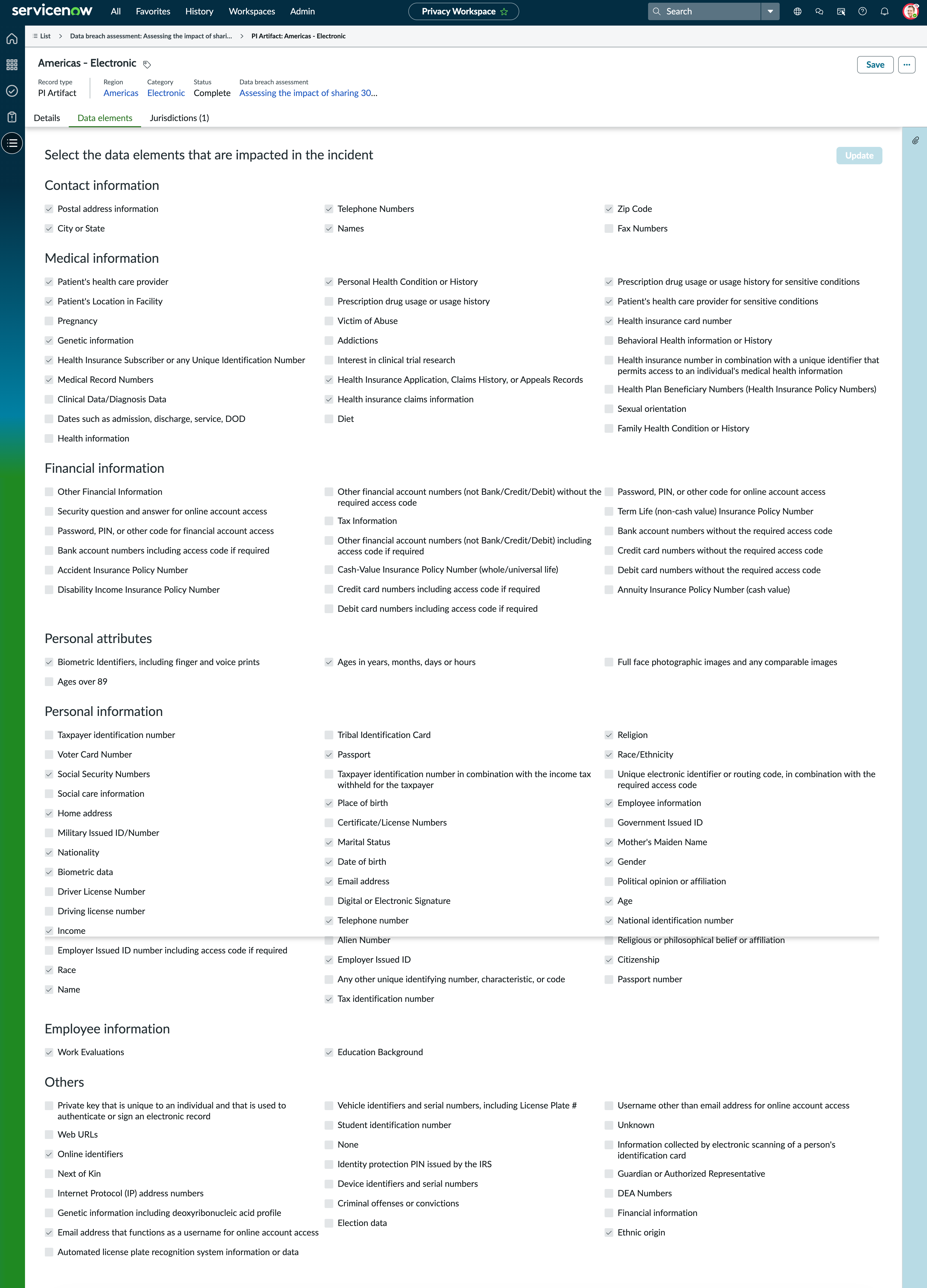 Image des éléments du formulaire d’éléments de données, tels que les informations personnelles, médicales et financières.