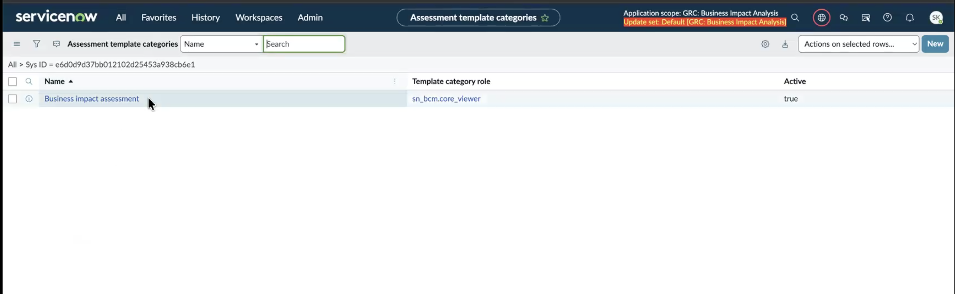 Catégorie d’évaluation de l’impact sur l’entreprise.