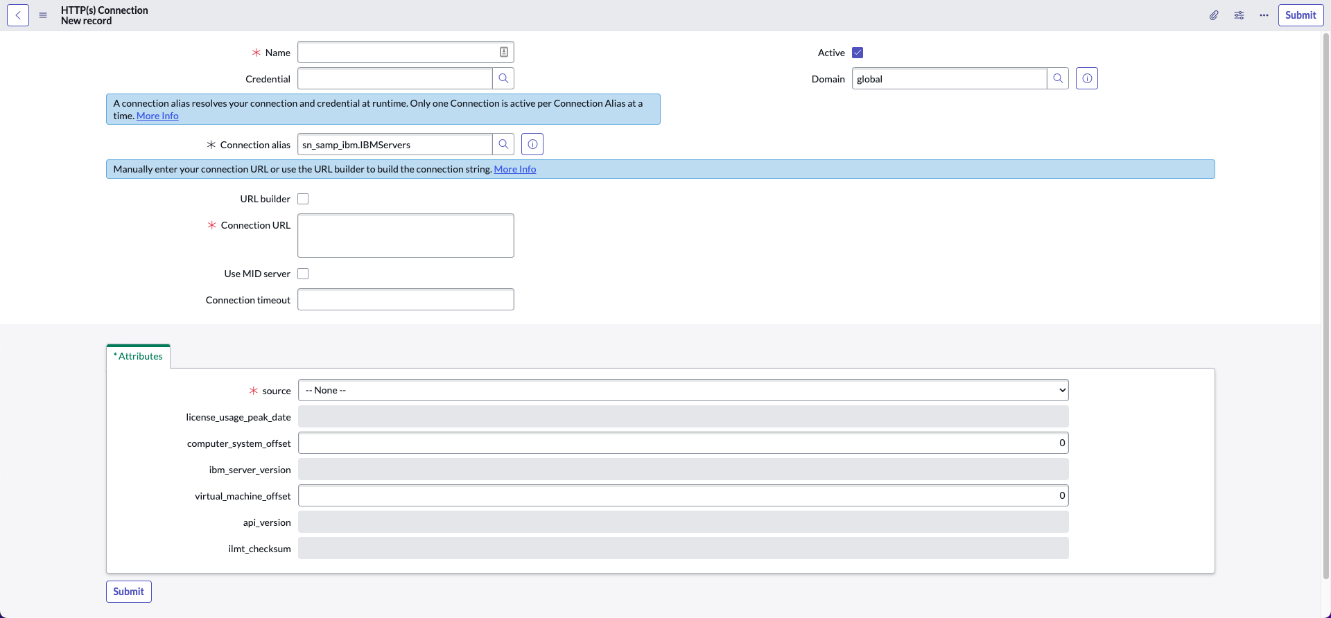HTTPs Connection form.