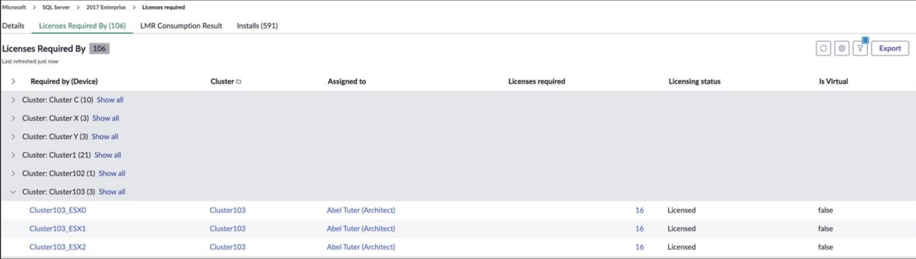 Is Virtual column in the Licenses Required By table.