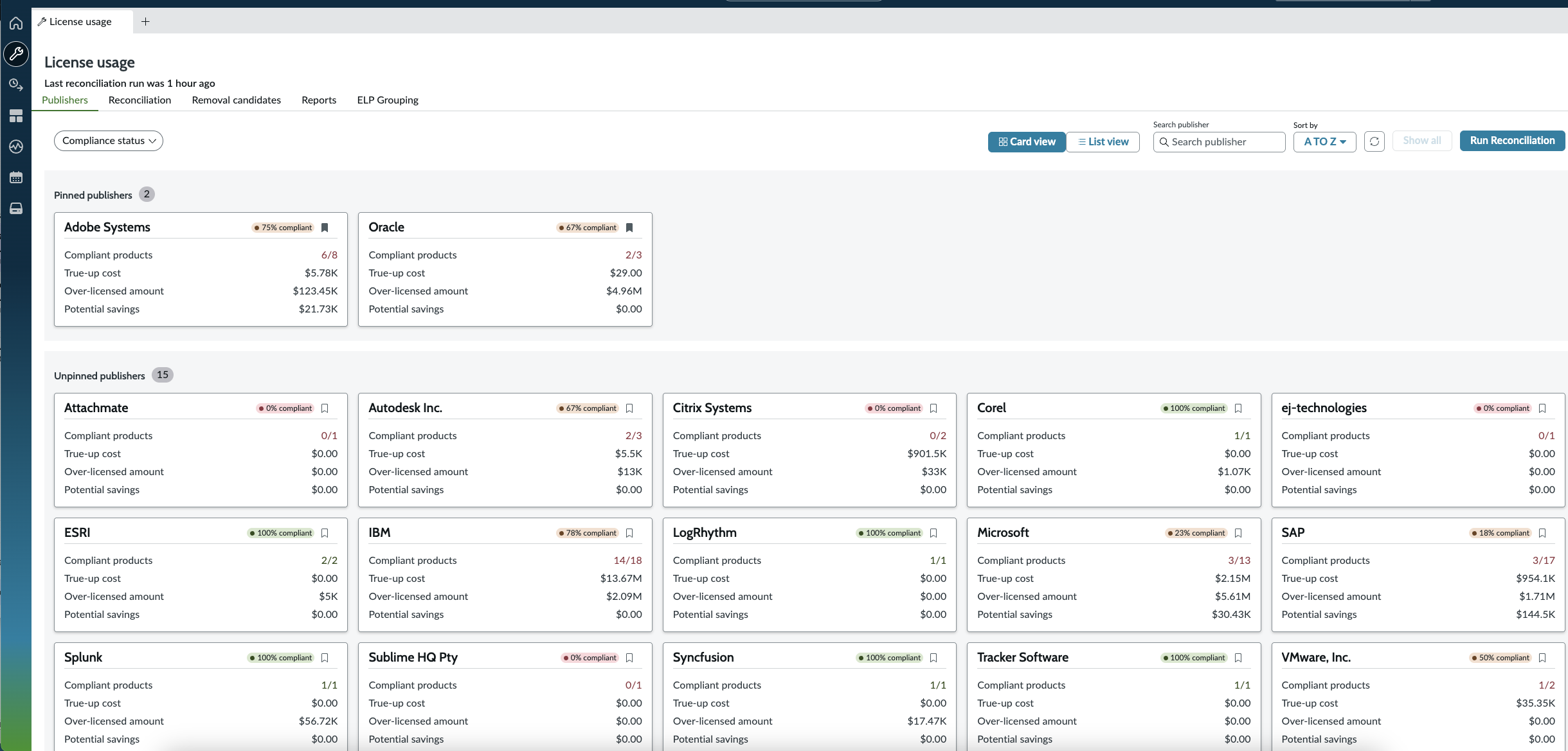 License usage view
