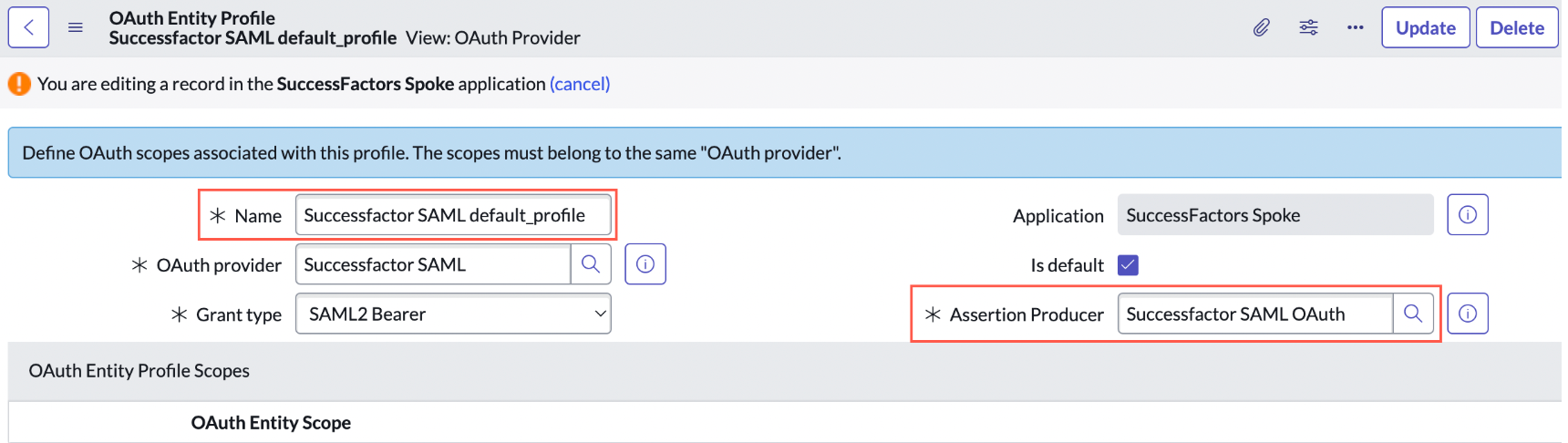 Defining OAuth scoped for this profile