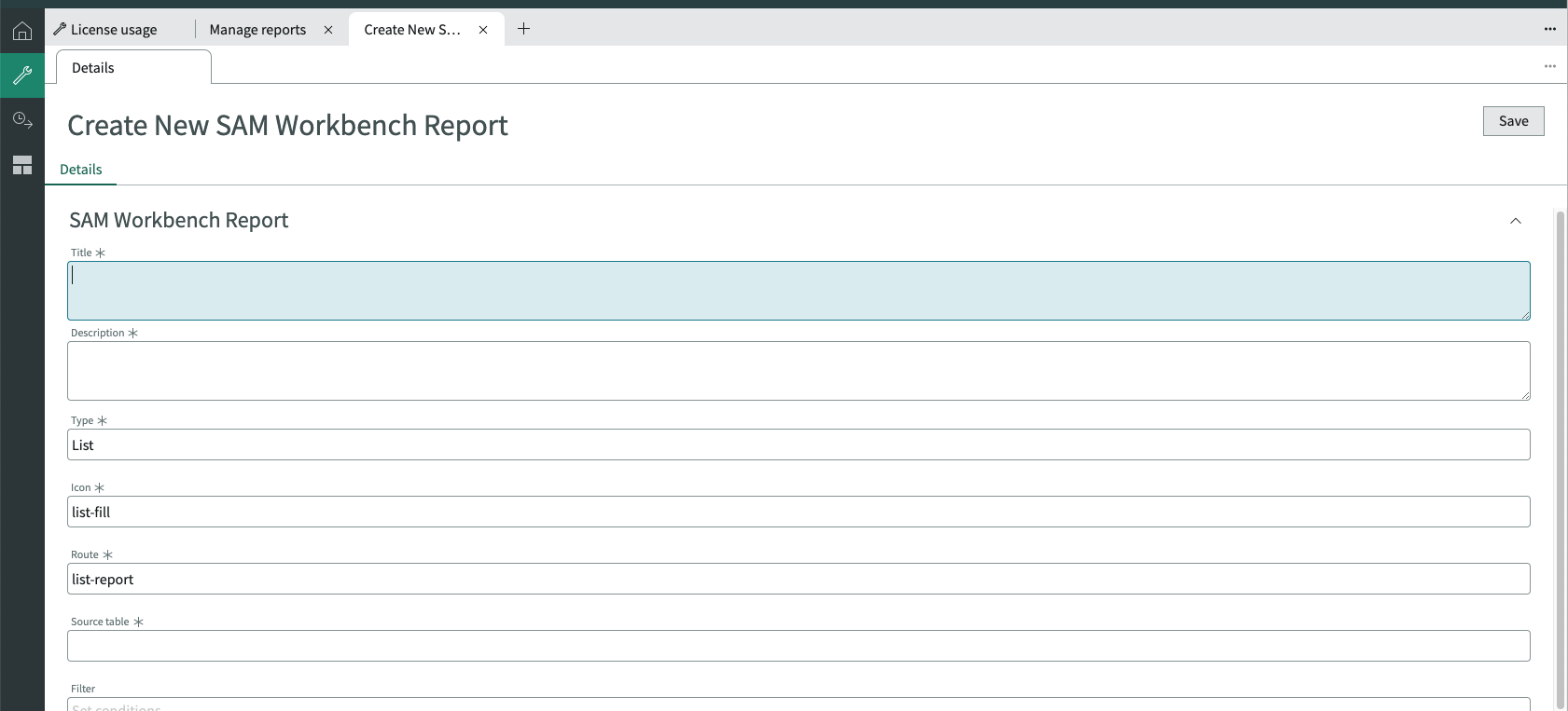 Create a new report
