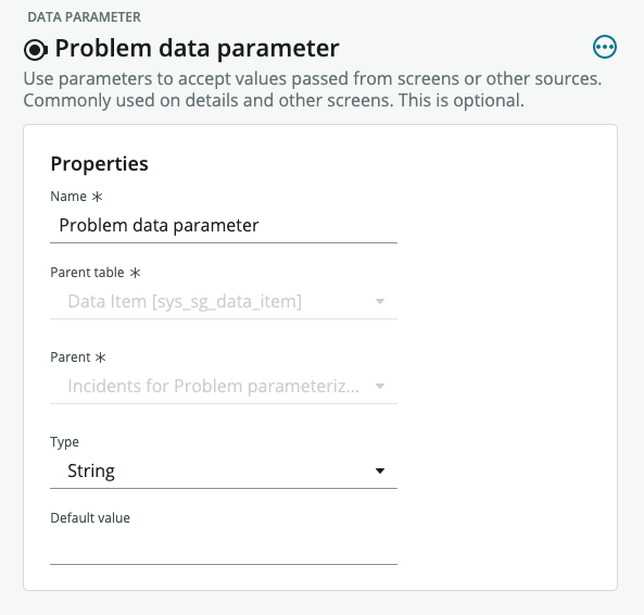Data parameter form