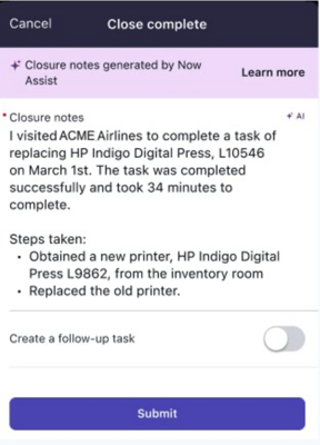 generated closure notes