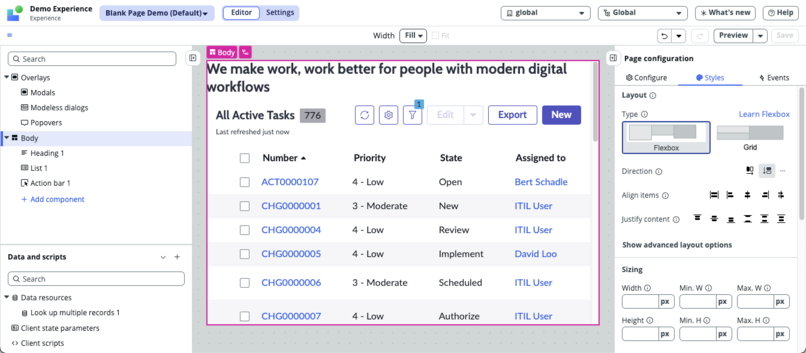 UI Builder 화면.