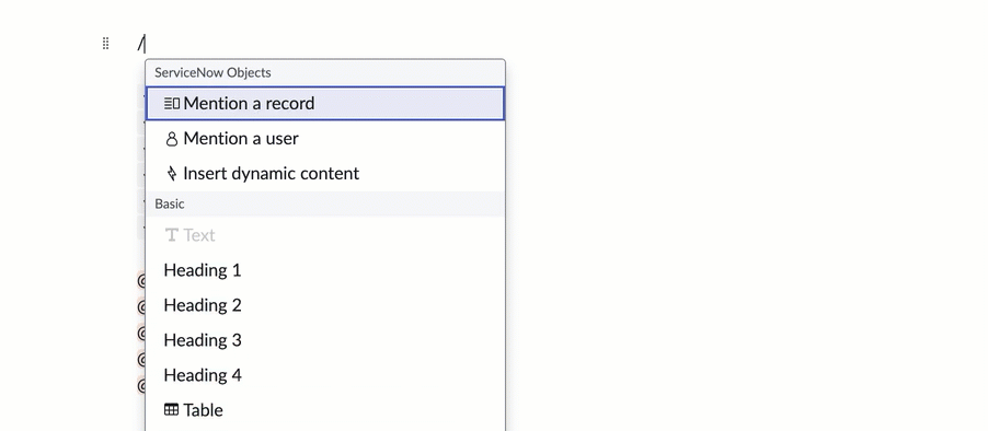 Insert dynamic content option.