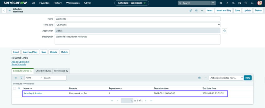 Custom schedule entry.