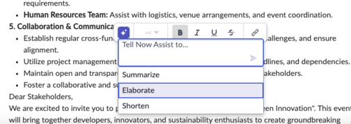 Summarize, elaborate, or shorten the selected text