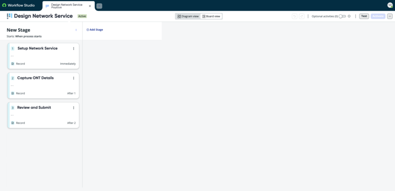 Playbook no Workflow Studio com a lista de atividades.