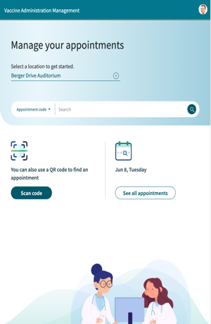 The Manage your appointments view which displays the user's upcoming appointments.