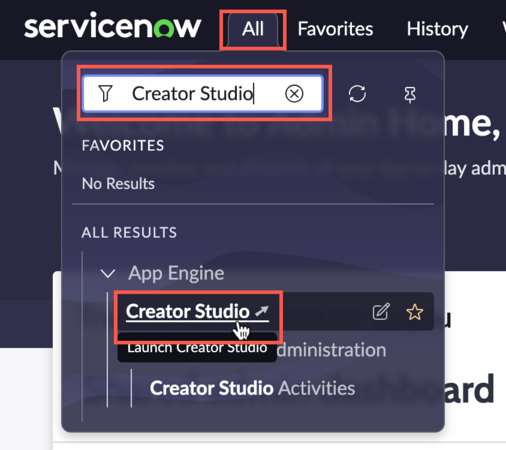 Wählen Sie das Menü Alle aus, und suchen Sie nach Creator Studio