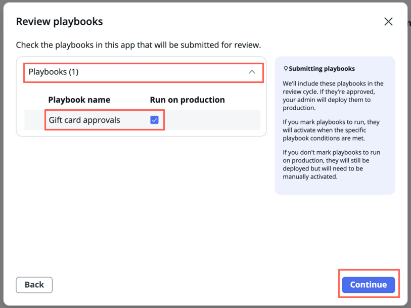 Überprüfen Sie das Playbook, das mit der App bereitgestellt werden soll