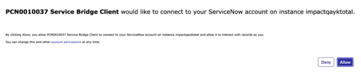 Impact Store App allow ServiceBridge connection.