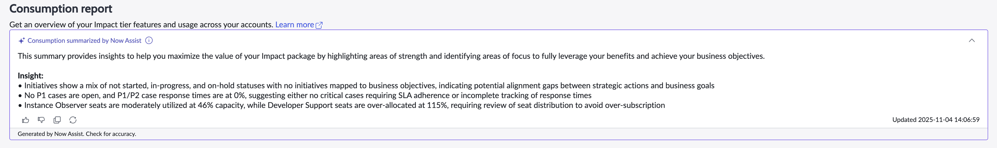 Consumption report feature overview.
