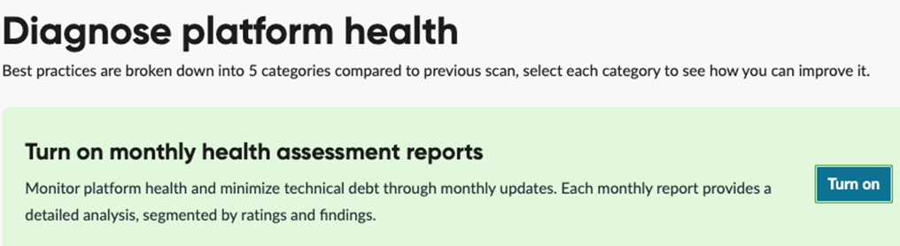The banner to activate the monthly healthscans.