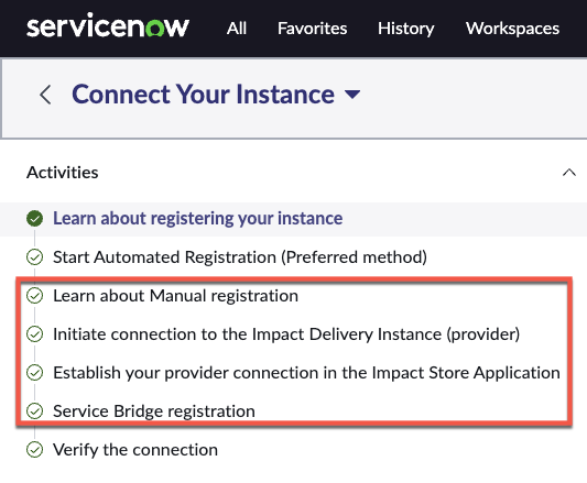 Connect you instance menu with the manual registration steps outlined.