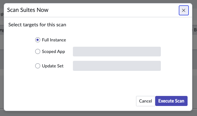 Scan Suites target selection page.