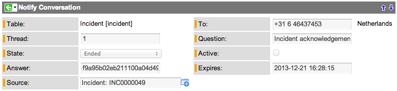 Notify の会話の詳細フォーム