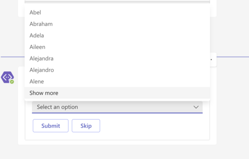 MS Teams での選択肢フィールドの検索