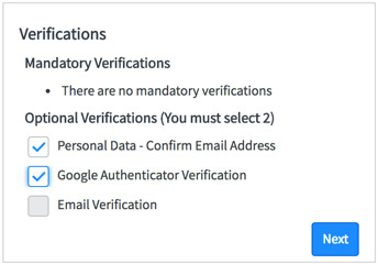 ユーザーはどのオプションの検証を使用するかを選択します。