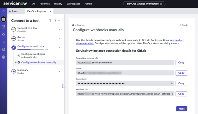 Copy webhook details.