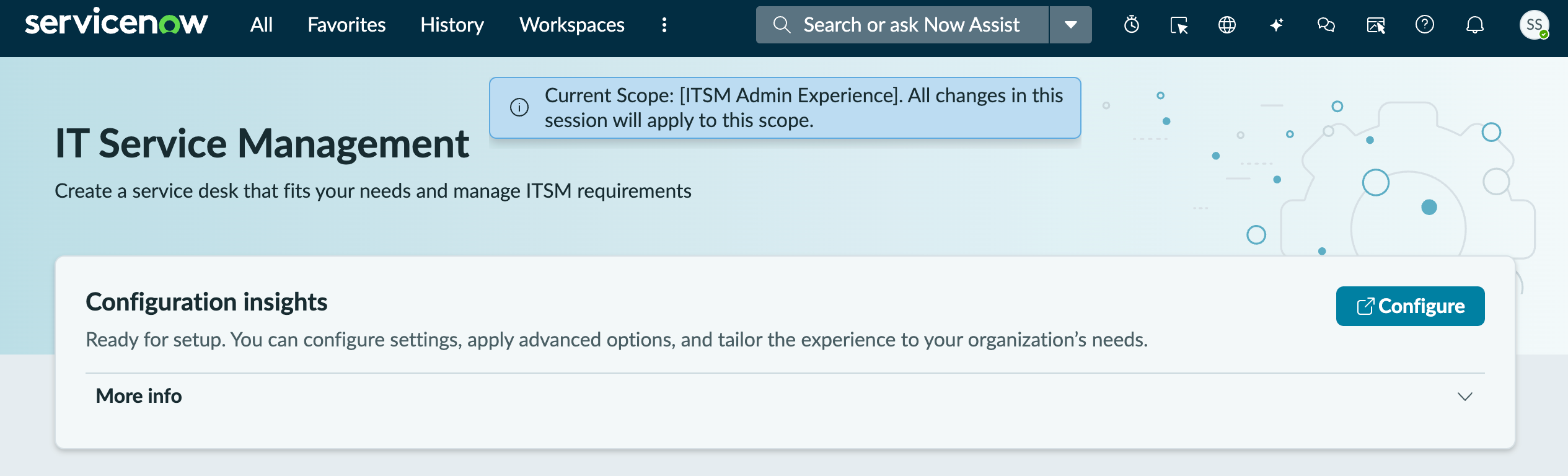 Application des configurations par défaut pour Gestion simplifiée des services IT