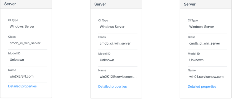 同じクラスに属する CI について同じ属性が表示されている [プロパティ] ペイン