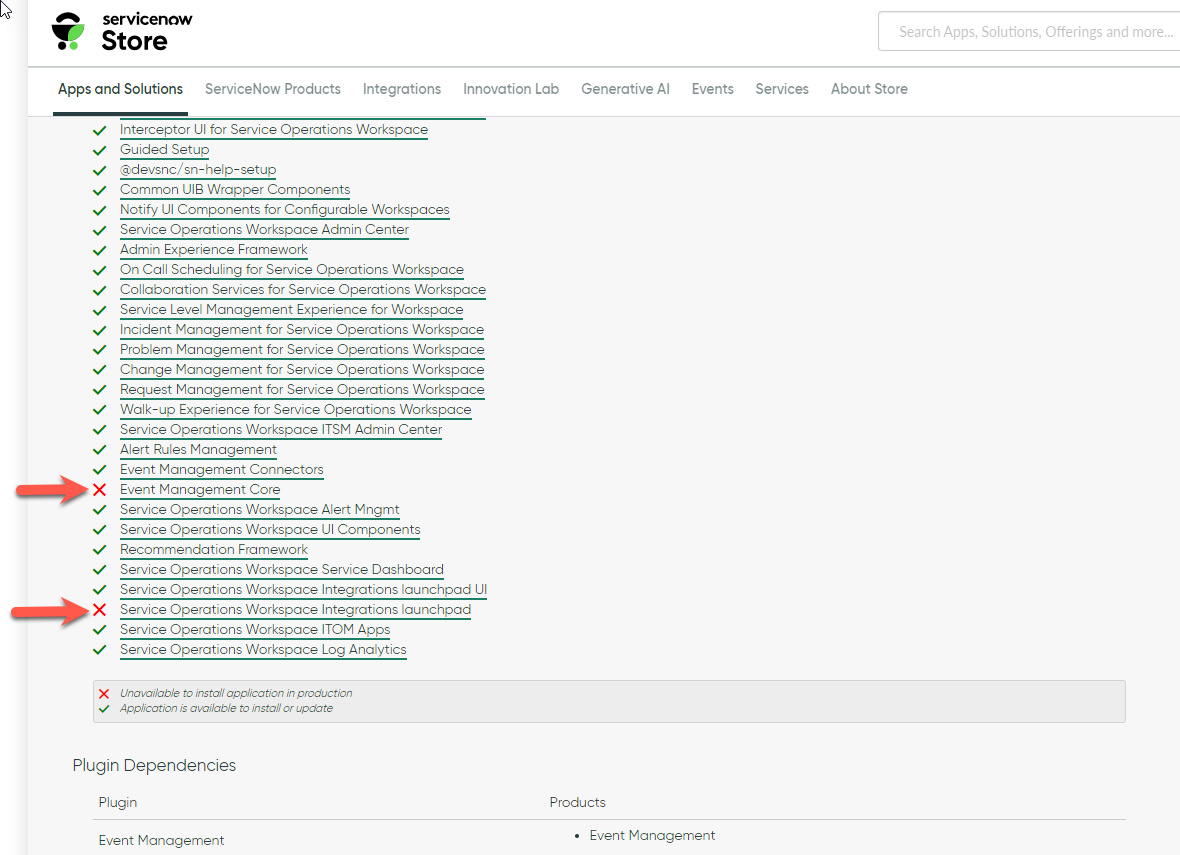 ServiceNow Store からアプリケーションをインストールする前に、未解決の依存関係を選択して解決します。