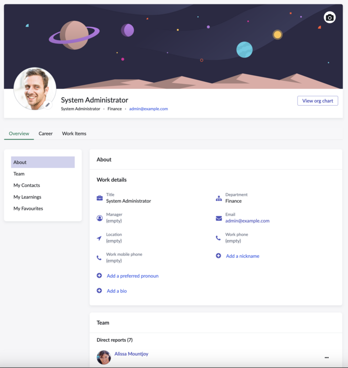 Perfil do funcionário no portal