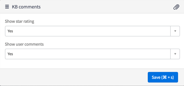 Widget „KB-Kommentare“ mit zwei als „Ja“ markierten Instanzoptionen