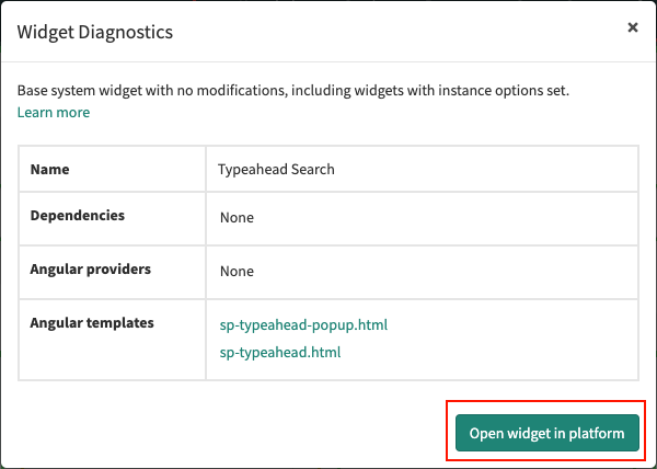Widget in Plattform öffnen