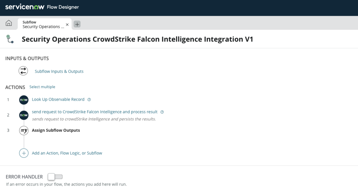 위협 조회 - CrowdStrike Falcon Intelligence 하위 플로우