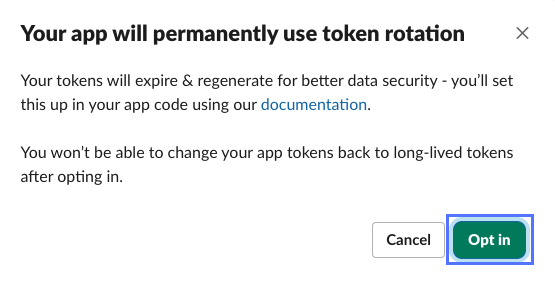 Bestätigungsseite für die Tokenrotation mit hervorgehobener Schaltfläche „Aktivieren“.